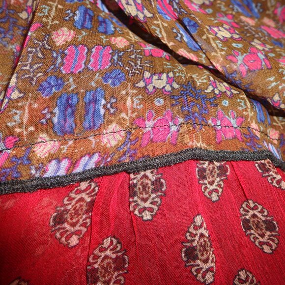 NWOT Sundance Tiered Floral Dress SP Lined Sheer Long Sleeves Multi - Picture 10 of 12